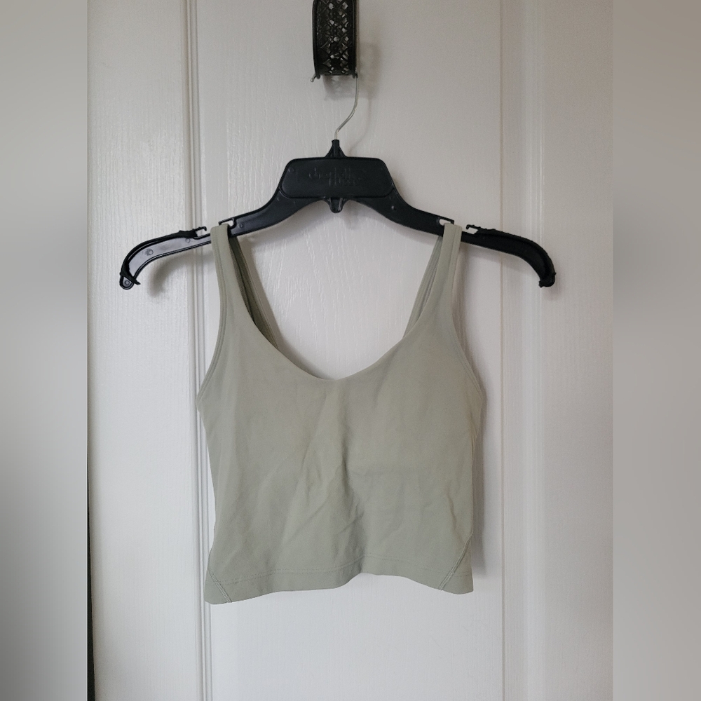 Lululemon Align Cropped Tank Top Green Fern Size 2 Nulu Fabric Scoop Back